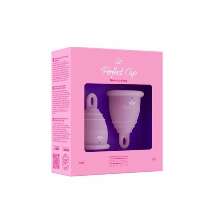 PERFECT CUP Polski kubeczek menstruacyjny z pętelką PUDROWY RÓŻ, ZESTAW S + M